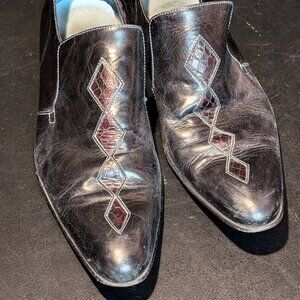 11.5 Mens Fluevog Shoes Leather Snakeskin Loafers Slip-On